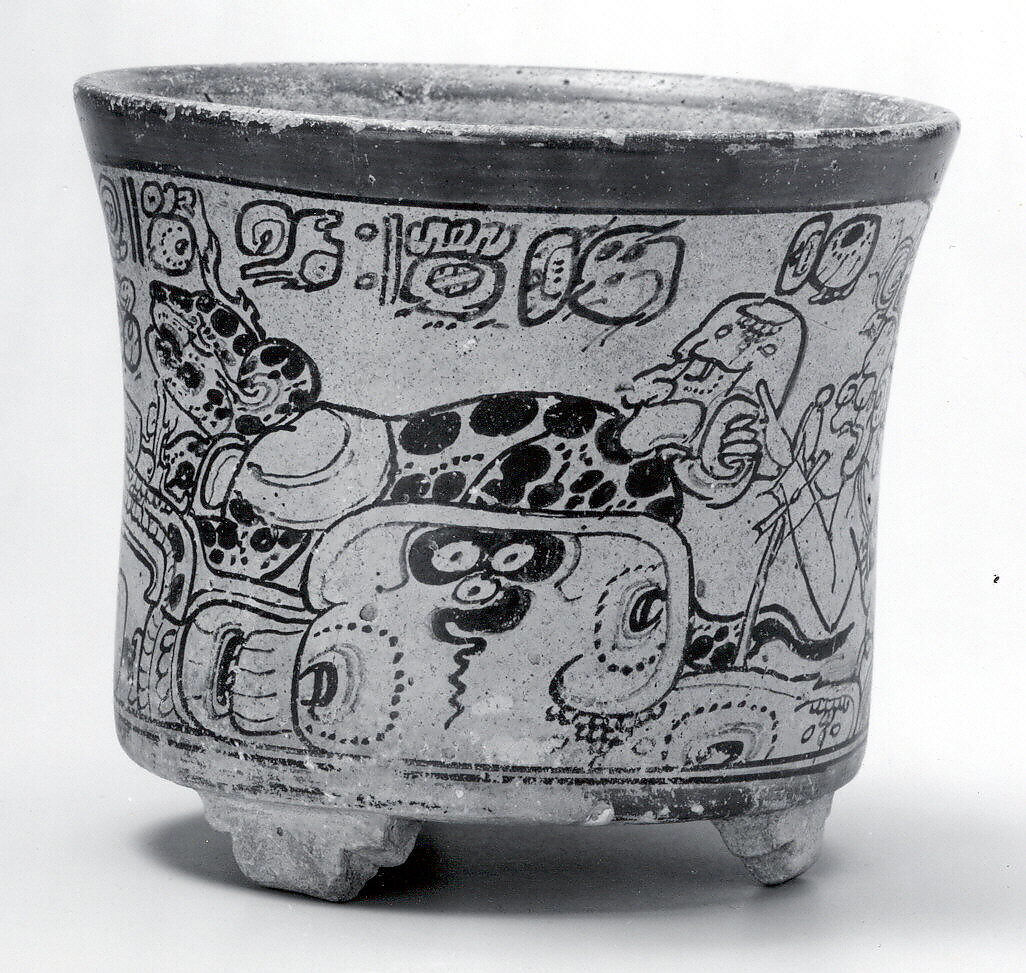 Vessel with mythological scene, Attributed to the Metropolitan Painter (active 7th–8th century CE), Ceramic, slip, Maya