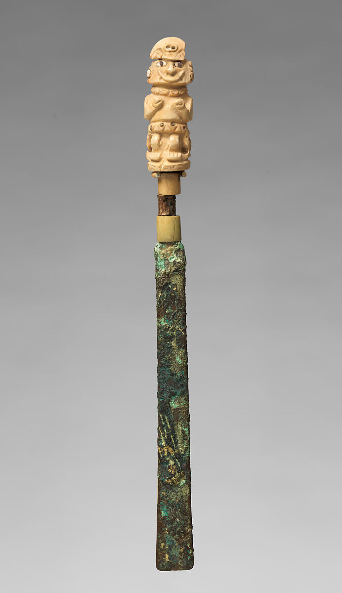 Ornamented Spatula, Teeth, copper, Moche 