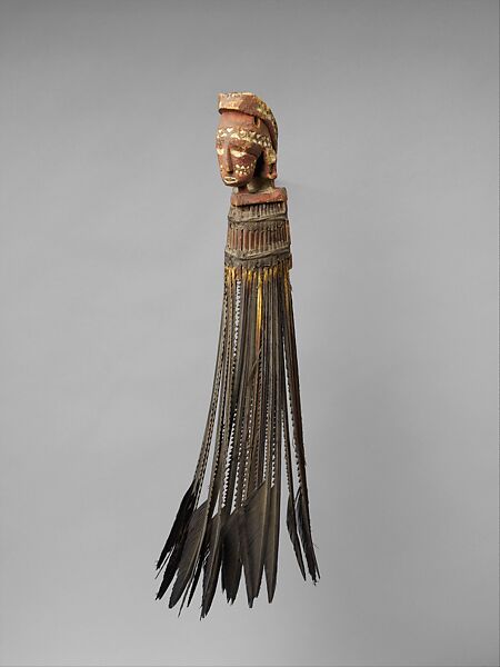 Warrior's Neck Ornament, Wood, paint, frigate bird feathers, fiber, parinarium-nut paste, Admiralty Islands 