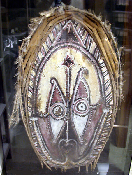 Headdress, Sago palm petiole, reeds, fiber, feathers, paint, Abelam people 