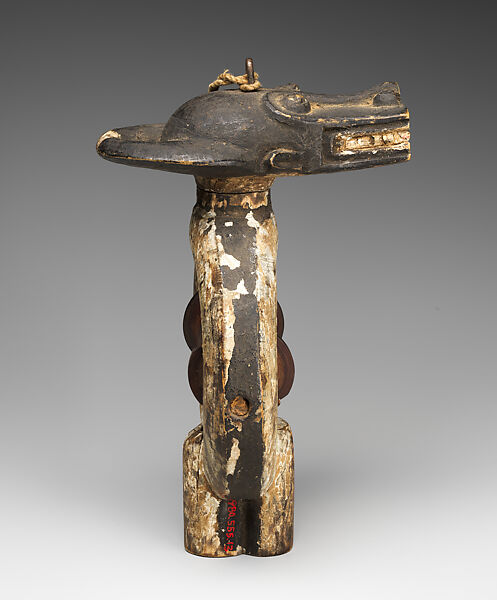 Heddle Pulley, Wood, pigment, spool, iron, string, Baule peoples