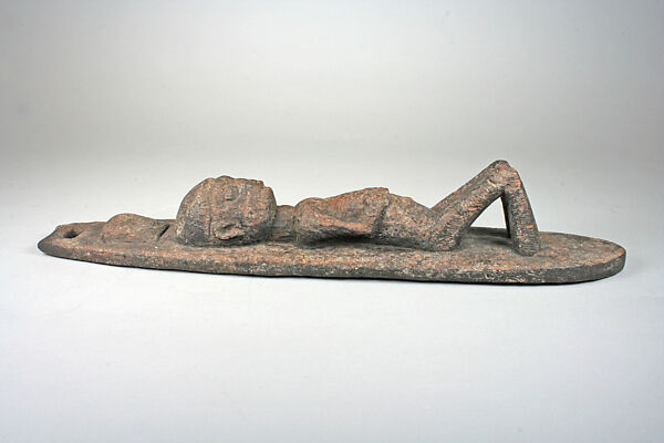 Bullroarer: Figure, Wood, pigment, Yoruba peoples 