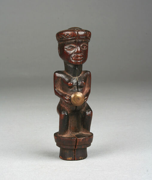 Royal Whisk Handle: Female Figure, Wood, brass tacks, Chokwe peoples 