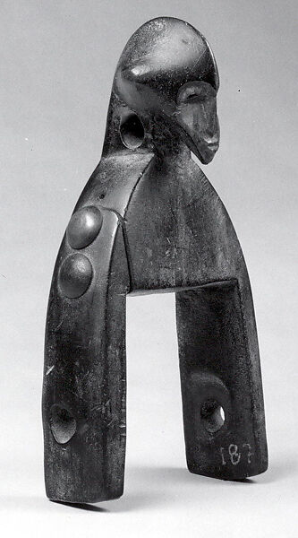 Heddle Pulley with Figure, Wood, brass tacks, Senufo peoples 