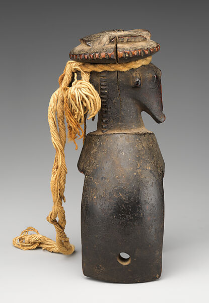 Heddle pulley with opposing faces, Baule or Guro artist, Wood, string, Baule or Guro peoples