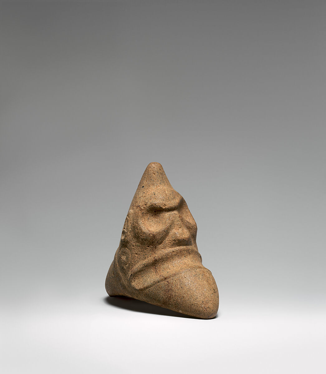 Three-Cornered Stone (Trigonolito) with Face, Stone, Taíno 