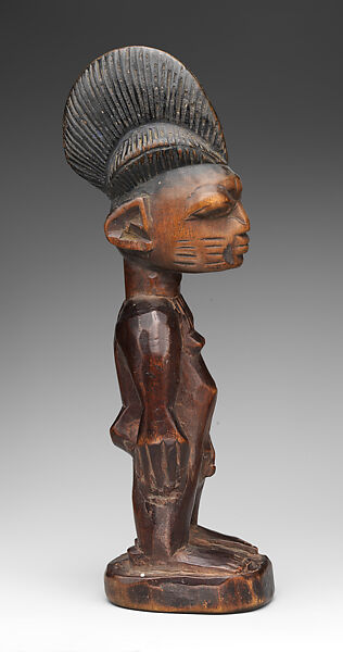 Twin Figure: Male (Ibeji), Yoruba artist, Wood, camwood powder, metal, pigment, Yoruba peoples