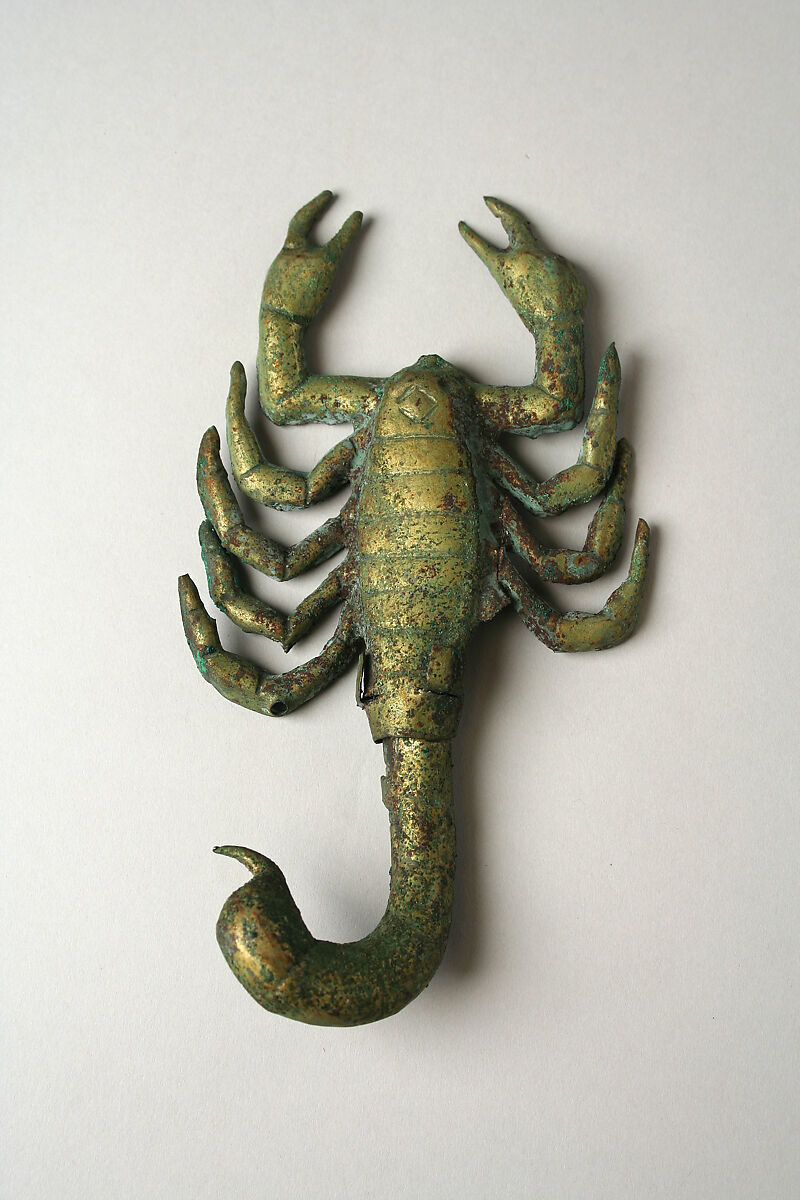 Scorpion Ornament, Silvered copper, Moche 