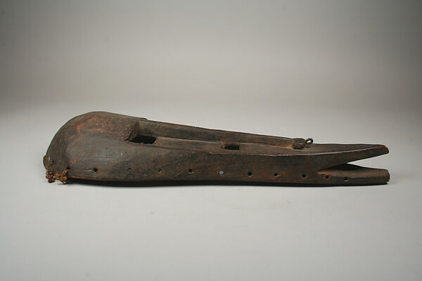 Mask: Monkey (N'Gon Koun), Bamana numu (blacksmith), Wood, metal pins, brass sheets, cord, Bamana peoples