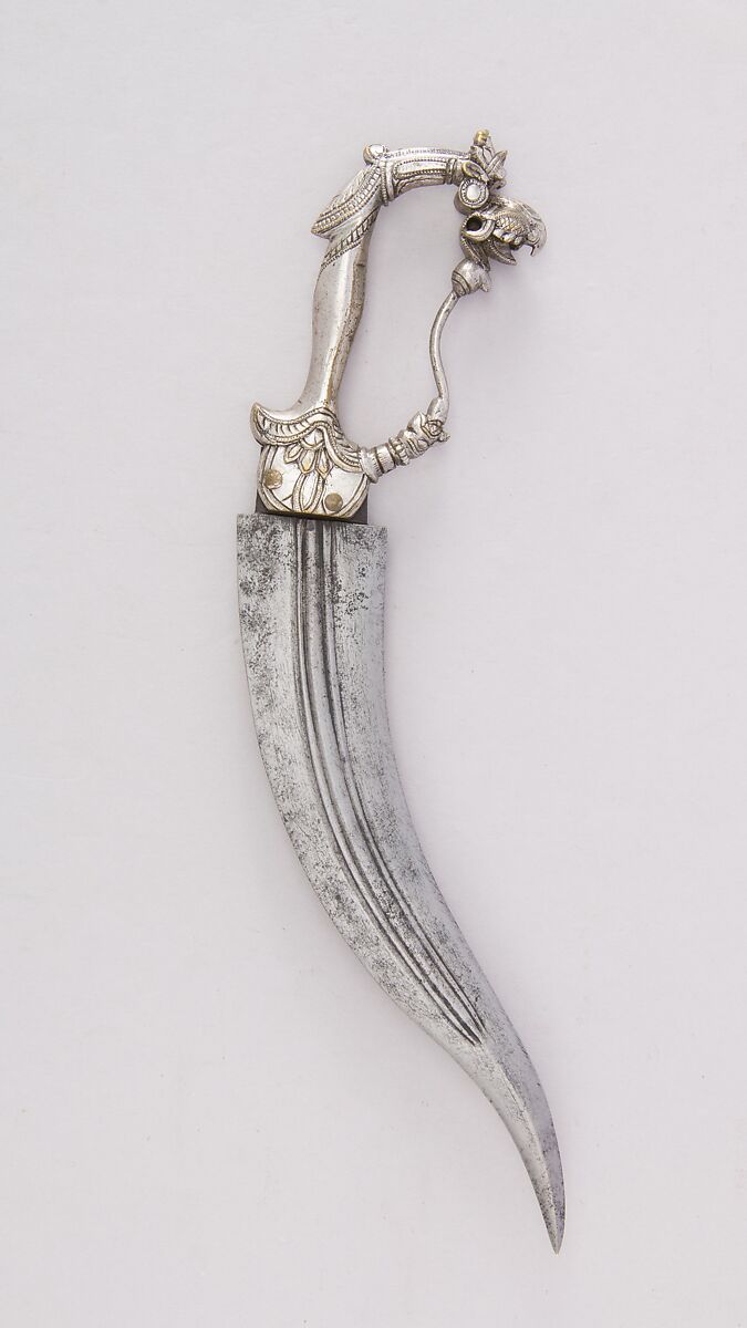 Dagger (Bichuwa), Steel, brass, silver, Indian, Thanjavur