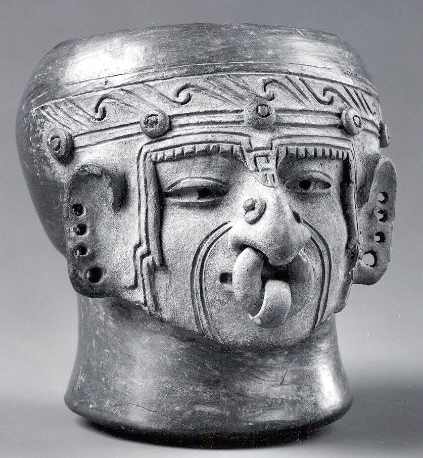 Head-shaped vessel, Manteño artist(s), Ceramic, Manteño