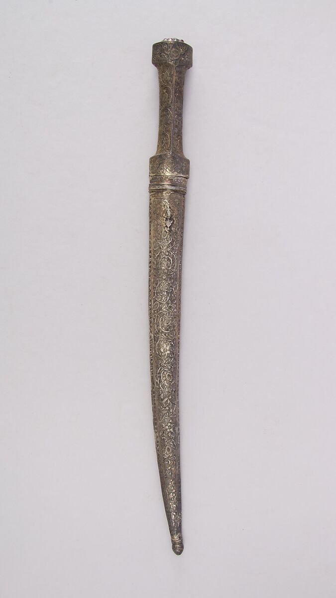 Dagger with Sheath, Steel, silver, ruby, emerald, Turkish