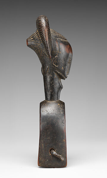 Heddle pulley with double-braided coiffure, Guro artist, Wood, metal, Guro