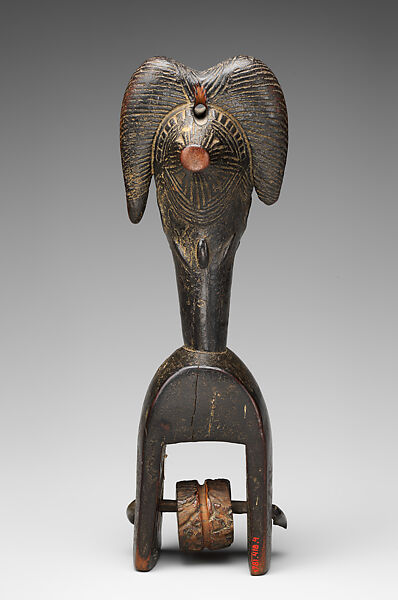 Heddle pulley with double-braided coiffure, Guro artist, Wood, metal, Guro