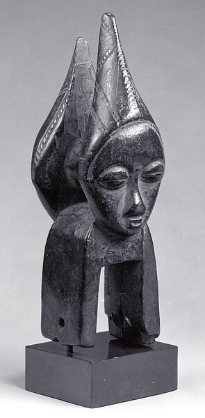 Heddle Pulley with Janus Figure, Wood, metal, Baule peoples 