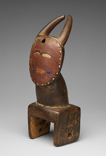 Heddle pulley with Goli Glin mask, Baule artist, Wood, metal, Baule peoples