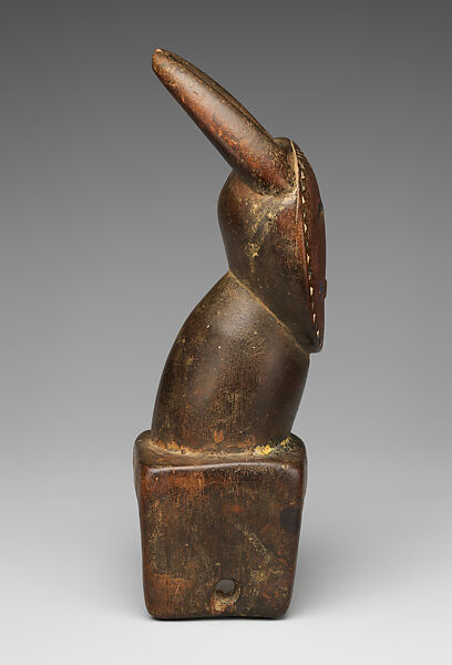 Heddle pulley with Goli Glin mask, Baule artist, Wood, metal, Baule peoples