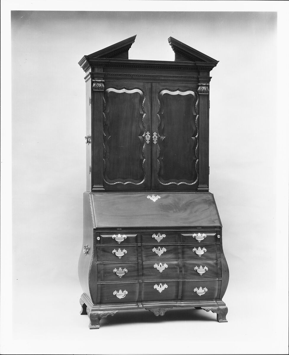 Desk and bookcase, Mahogany, white pine, American