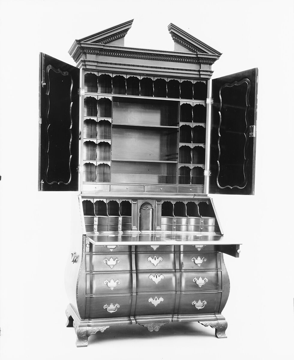 Desk and bookcase, Mahogany, white pine, American
