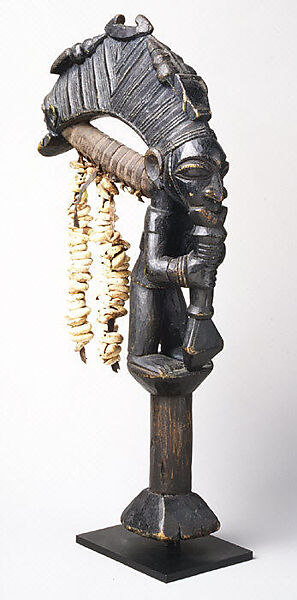 Esu Staff (Ogo Elegba), Moshood Olusomo Bámigbóyè (Nigerian, Ekiti region, Odo Owa ca. 1885–1975 Odo Owa), Wood, cowrie shells, hide, Yoruba peoples, Ekiti group