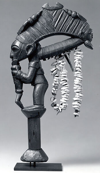 Esu Staff (Ogo Elegba), Moshood Olusomo Bámigbóyè (Nigerian, Ekiti region, Odo Owa ca. 1885–1975 Odo Owa), Wood, cowrie shells, hide, Yoruba peoples, Ekiti group