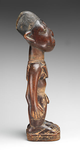 Twin Figure: Male (Ibeji), Yoruba artist, Wood, leather, metal, camwood, indigo, Yoruba peoples