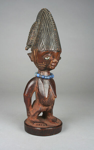 Twin Figure: Male (Ibeji), Wood, nails, beads, Yoruba peoples, Oyo group 