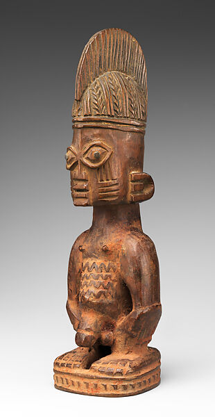 Twin Figure: Male (Ibeji), Yoruba artist, Wood, camwood powder, Yoruba peoples