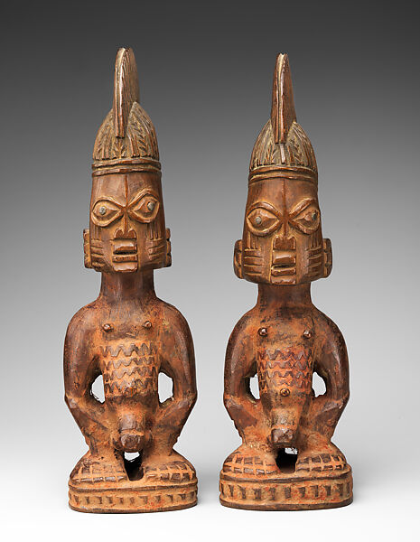 Twin Figure: Male (Ibeji), Yoruba artist, Wood, camwood powder, Yoruba peoples