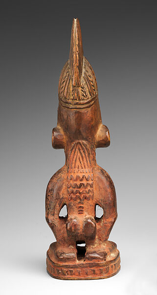 Twin Figure: Male (Ibeji), Yoruba artist, Wood, camwood powder, Yoruba peoples