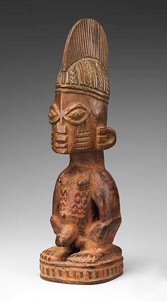Twin Figure: Male (Ibeji), Yoruba artist, Wood, camwood powder, Yoruba peoples