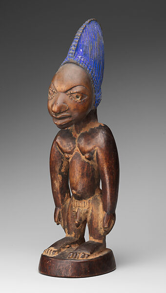 Twin Figure: Male (Ibeji), Yoruba artist, Wood, camwood powder, Yoruba peoples