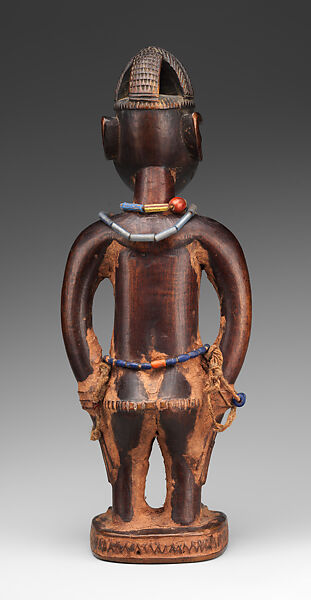 Twin Figure: Female (Ibeji), Yoruba artist, Wood, camwood powder, beads, thread, Yoruba peoples