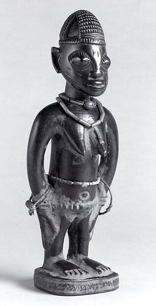Twin Figure: Female (Ibeji), Yoruba artist, Wood, camwood powder, beads, thread, Yoruba peoples