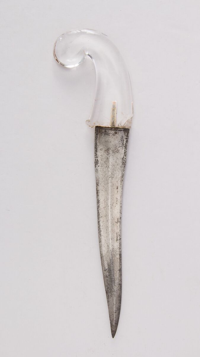 Dagger (Khanjar), Steel, rock crystal, Indian, Mughal 