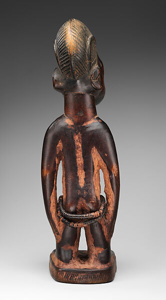 Twin Figure: Female (Ibeji), Yoruba artist, Wood, beads, camwood powder, Yoruba peoples