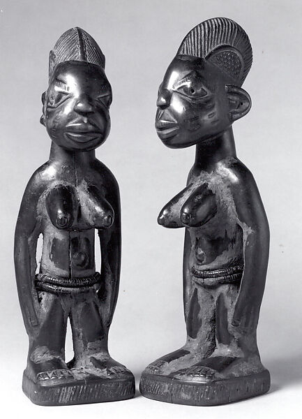 Twin Figure: Female (Ibeji), Yoruba artist, Wood, beads, camwood powder, Yoruba peoples