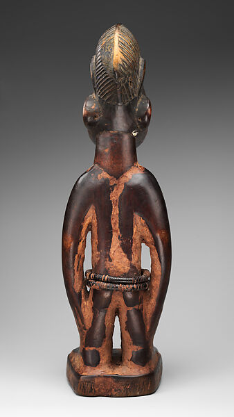 Twin Figure: Female (Ibeji), Yoruba artist, Wood, beads, camwood powder, Yoruba peoples