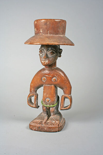 Twin Figure: Male (Ibeji), Egun or Aja artist, Wood, chalk, beads, Egun or Aja peoples