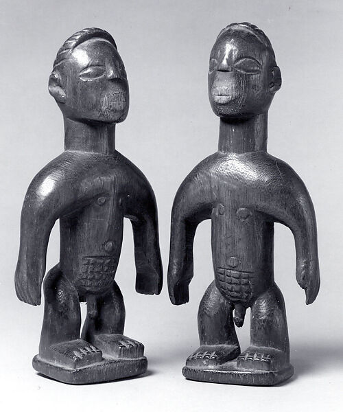 Twin Figure: Male (Ibeji), Wood, indigo, camwood powder, Ewe peoples, Aja group 