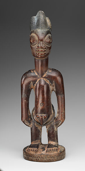Twin Figure: Female (Ibeji), Wood, indigo, camwood powder, Yoruba peoples, Oyo group 