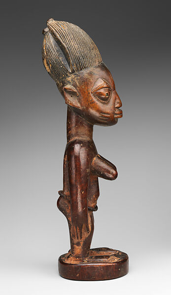 Twin Figure: Female (Ibeji), Yoruba artist, Wood, camwood powder, beads, Yoruba peoples