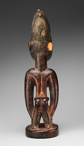 Twin Figure: Female (Ibeji), Yoruba artist, Wood, camwood powder, beads, Yoruba peoples