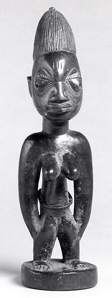 Twin Figure: Female (Ibeji), Yoruba artist, Wood, camwood powder, beads, Yoruba peoples