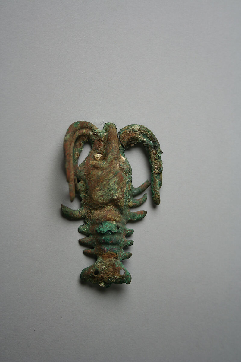 Crayfish, Gilded copper, shell, Moche 