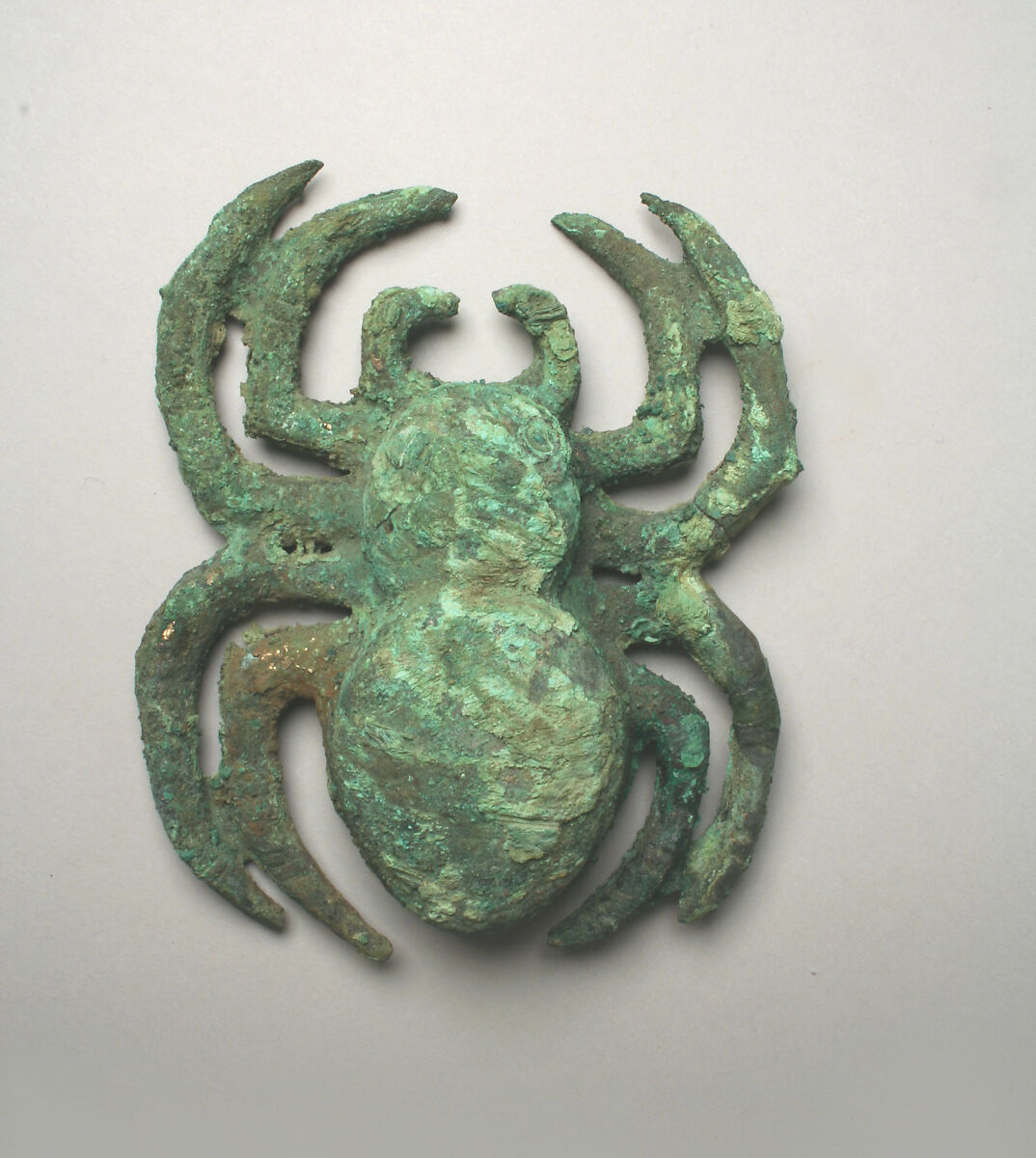 Spider, Gilded copper, shell, Moche 