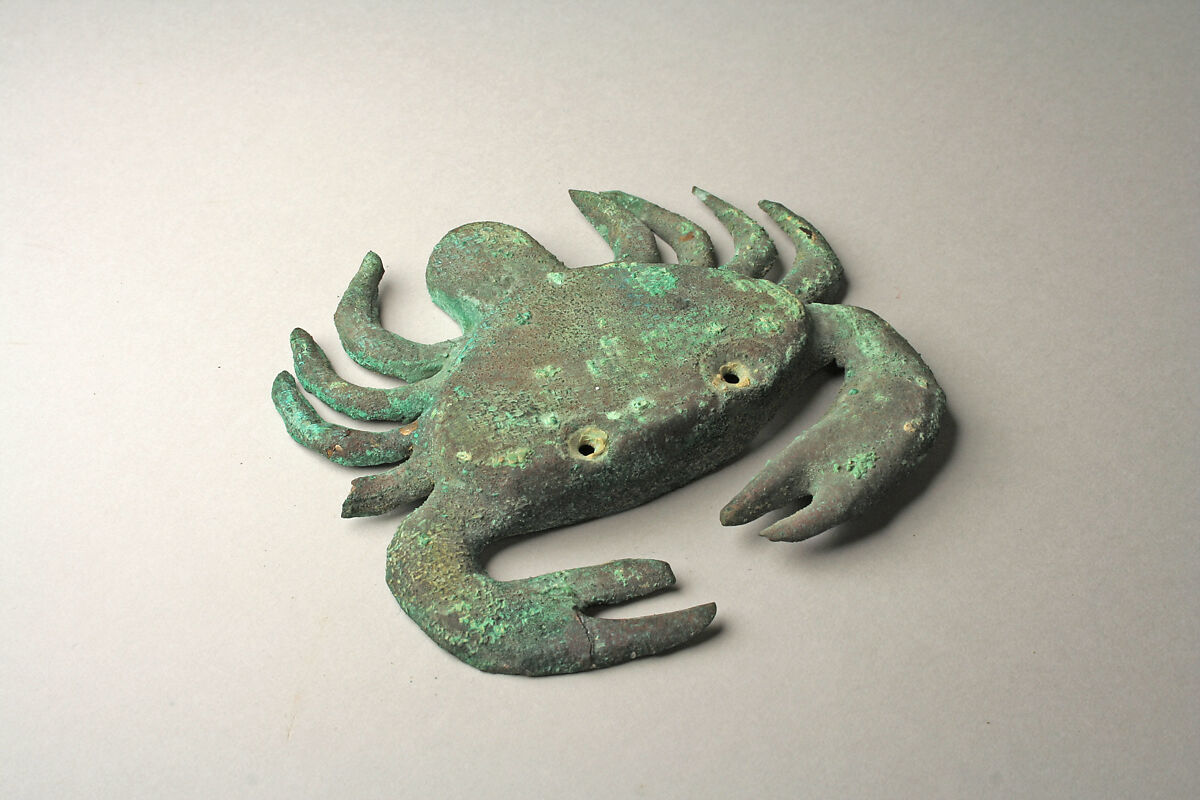 Crab, Gilded (?) copper, Moche 