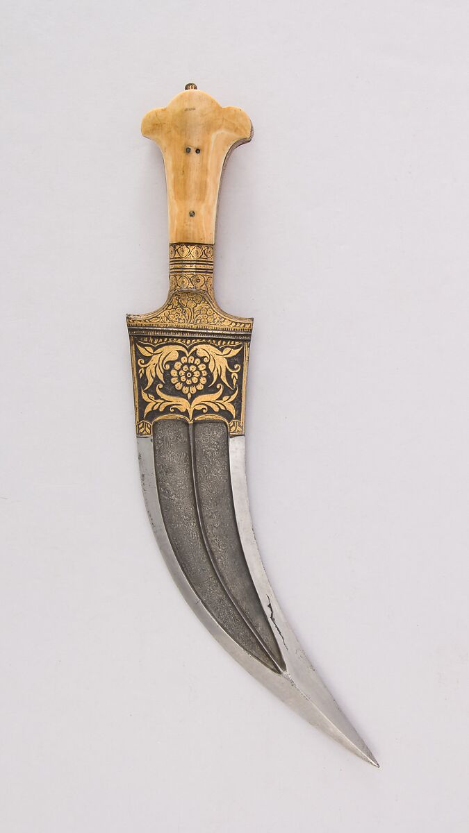Dagger (Jambiya), Steel, ivory (elephant), gold, Indian 