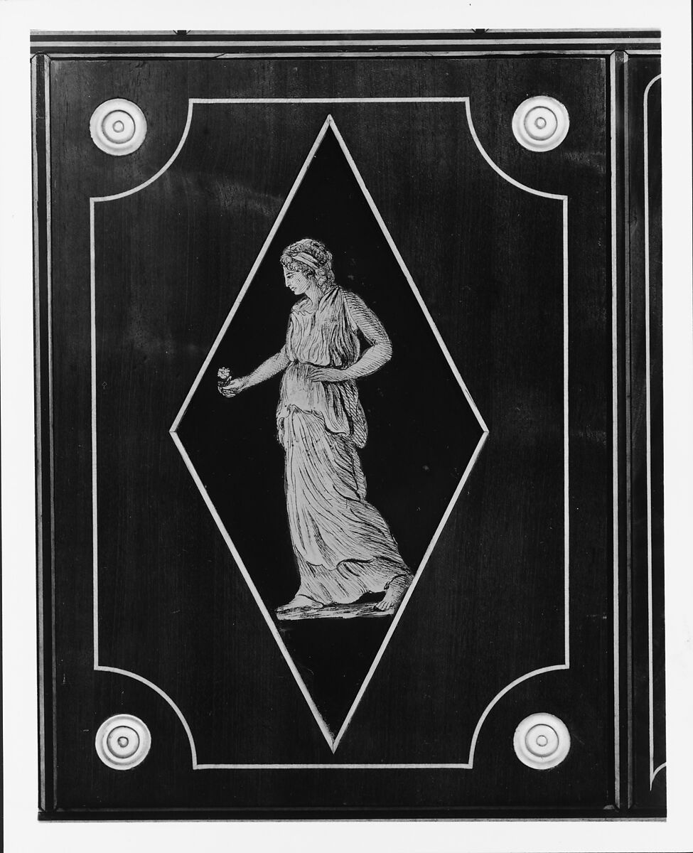 Desk and bookcase, Mahogany, satinwood, holly, verre églomisé with cedar, pine, American