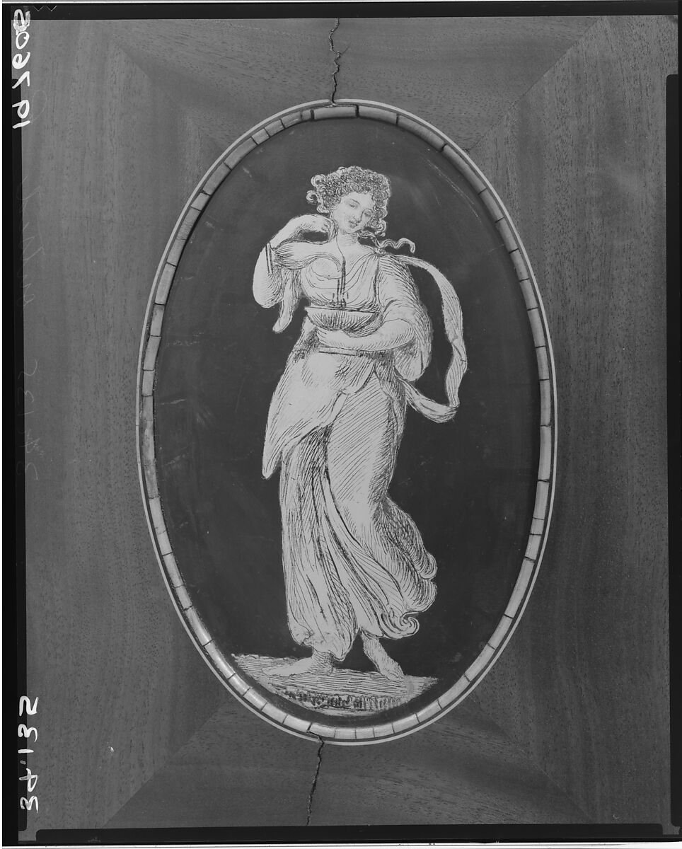 Desk and bookcase, Mahogany, satinwood, holly, verre églomisé with cedar, pine, American